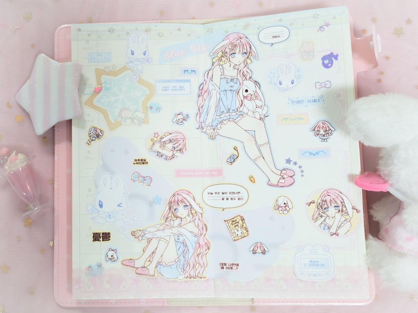 [HM45] NEW Henimani 'Blue Day' Sticker Sheet - Henimani__korean_sticker_stationery