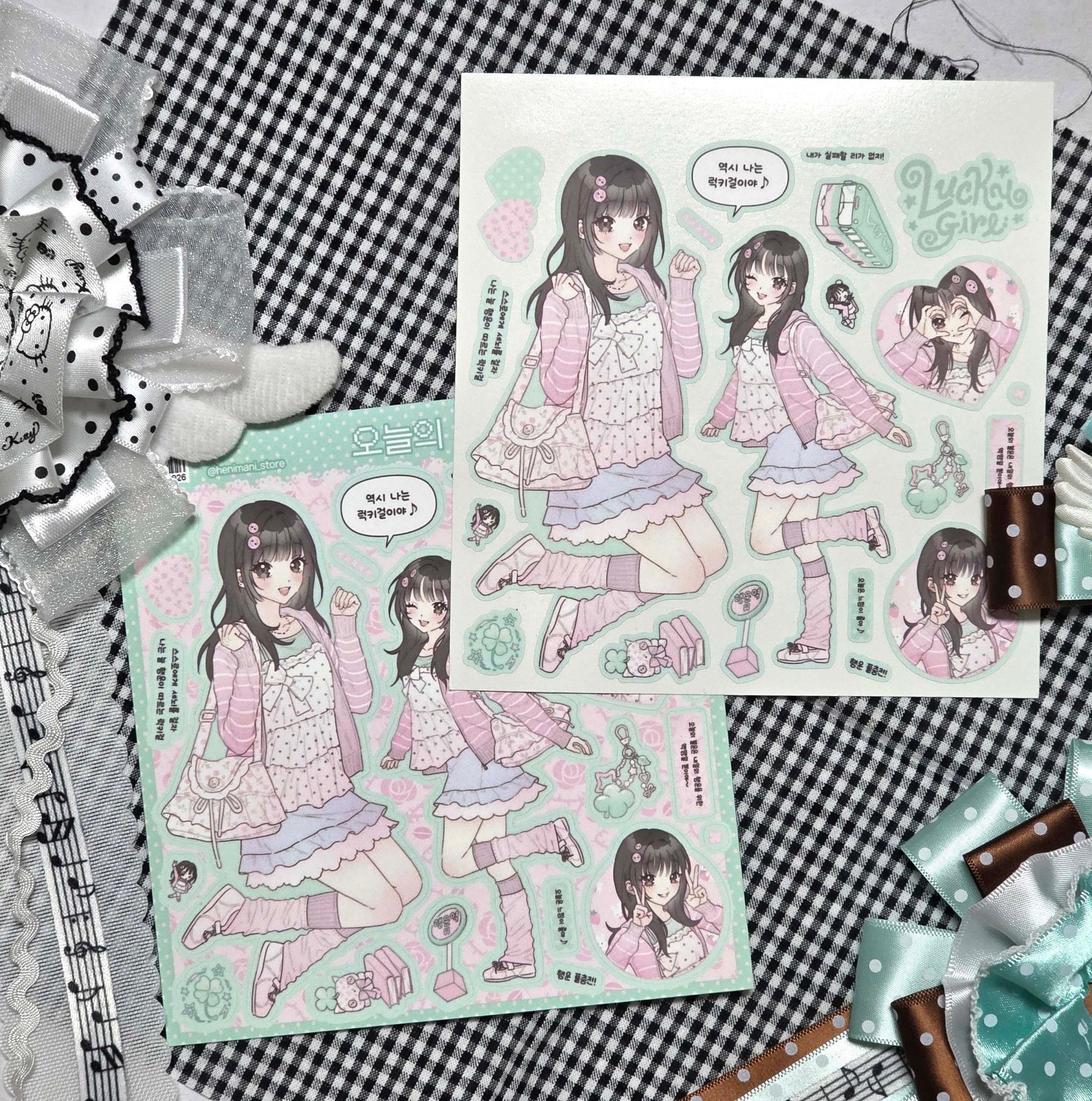 [HM49] NEW Henimani 'Lucky Girl' Sticker Sheet -Henimani__korean_sticker_stationery