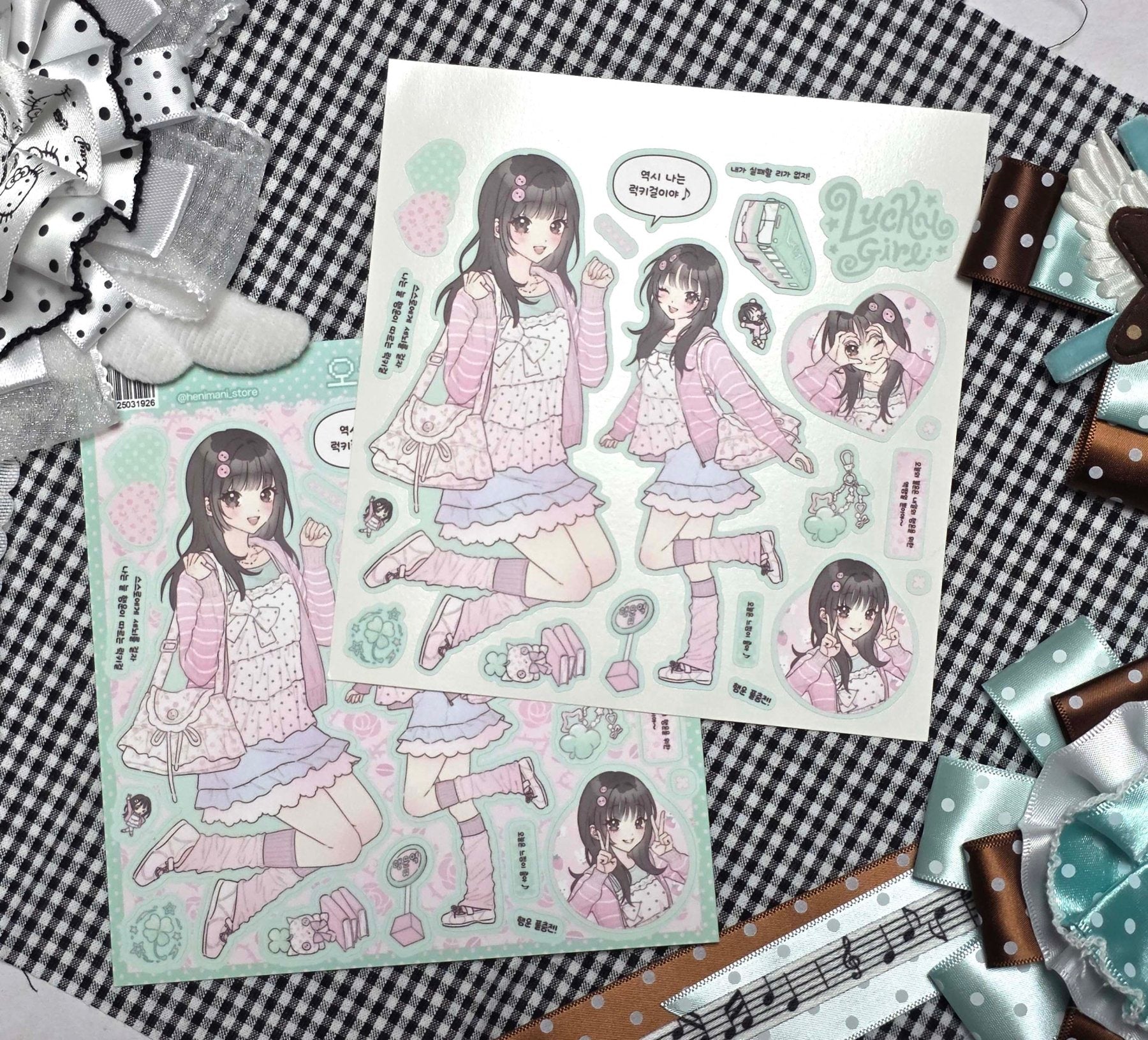 [HM49] NEW Henimani 'Lucky Girl' Sticker Sheet -Henimani__korean_sticker_stationery