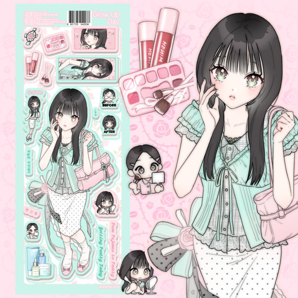 [HM51] NEW Henimani 'Glow Up Day' Sticker Sheet -Henimani__korean_sticker_stationery