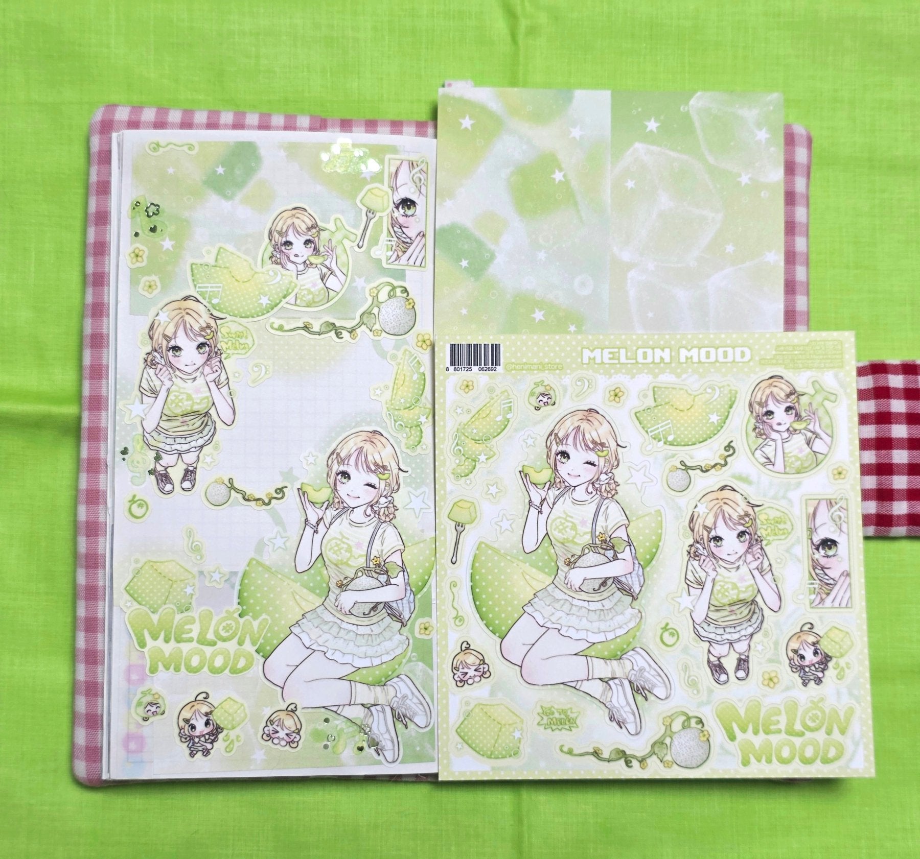 [HM54] NEW Henimani 'Melon Mood' Sticker Sheet -Henimani__korean_sticker_stationery
