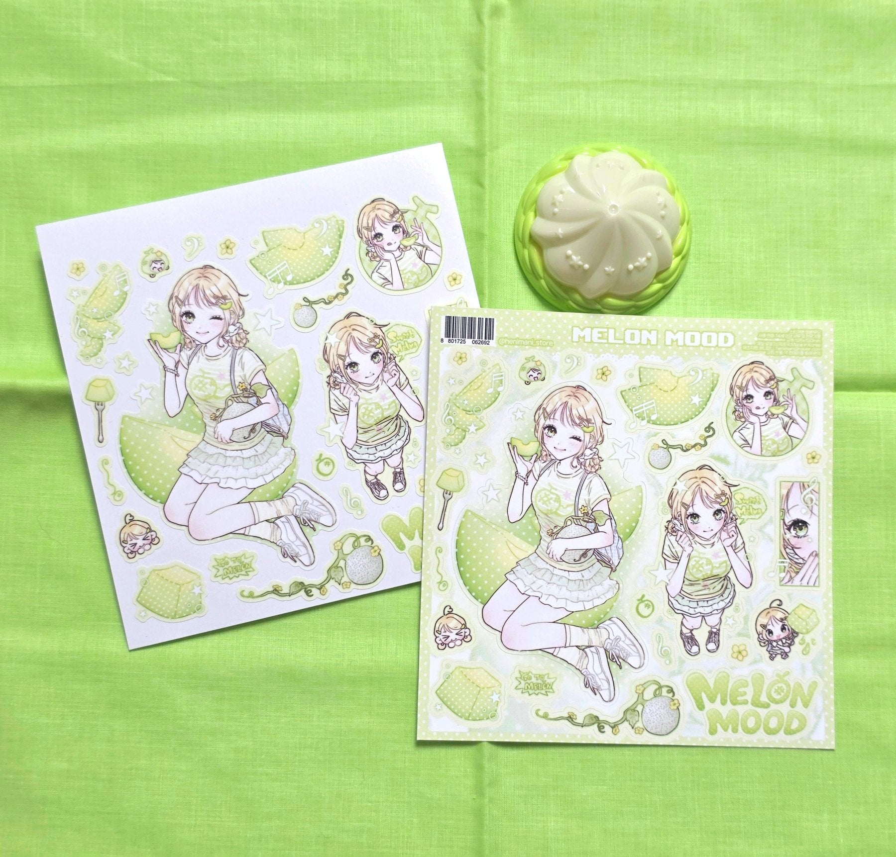 [HM54] NEW Henimani 'Melon Mood' Sticker Sheet -Henimani__korean_sticker_stationery