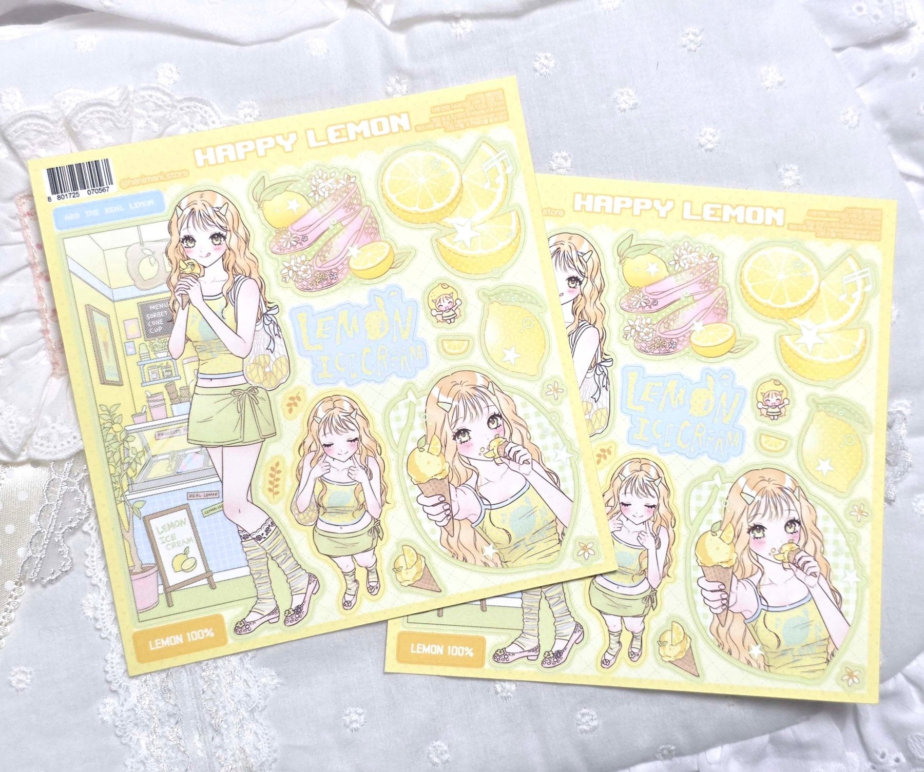 [HM55] NEW Henimani 'Happy Lemon' Sticker Sheet -Henimani__korean_sticker_stationery