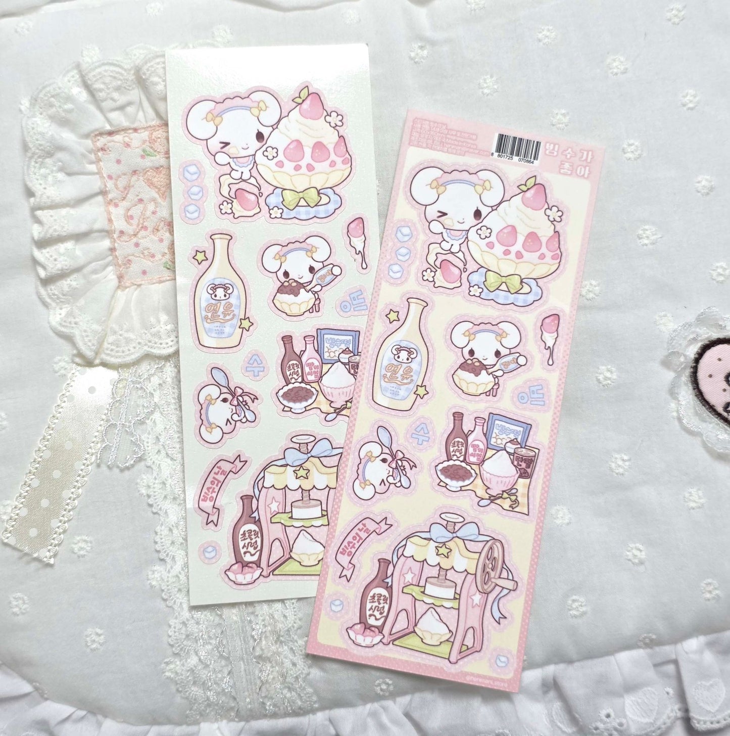 [HM56] NEW Henimani 'I Like Bingsu' Sticker Sheet -Henimani__korean_sticker_stationery
