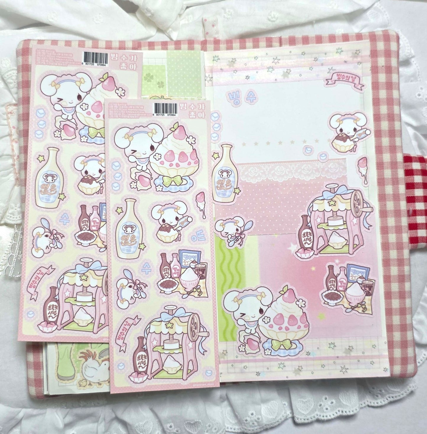 [HM56] NEW Henimani 'I Like Bingsu' Sticker Sheet -Henimani__korean_sticker_stationery