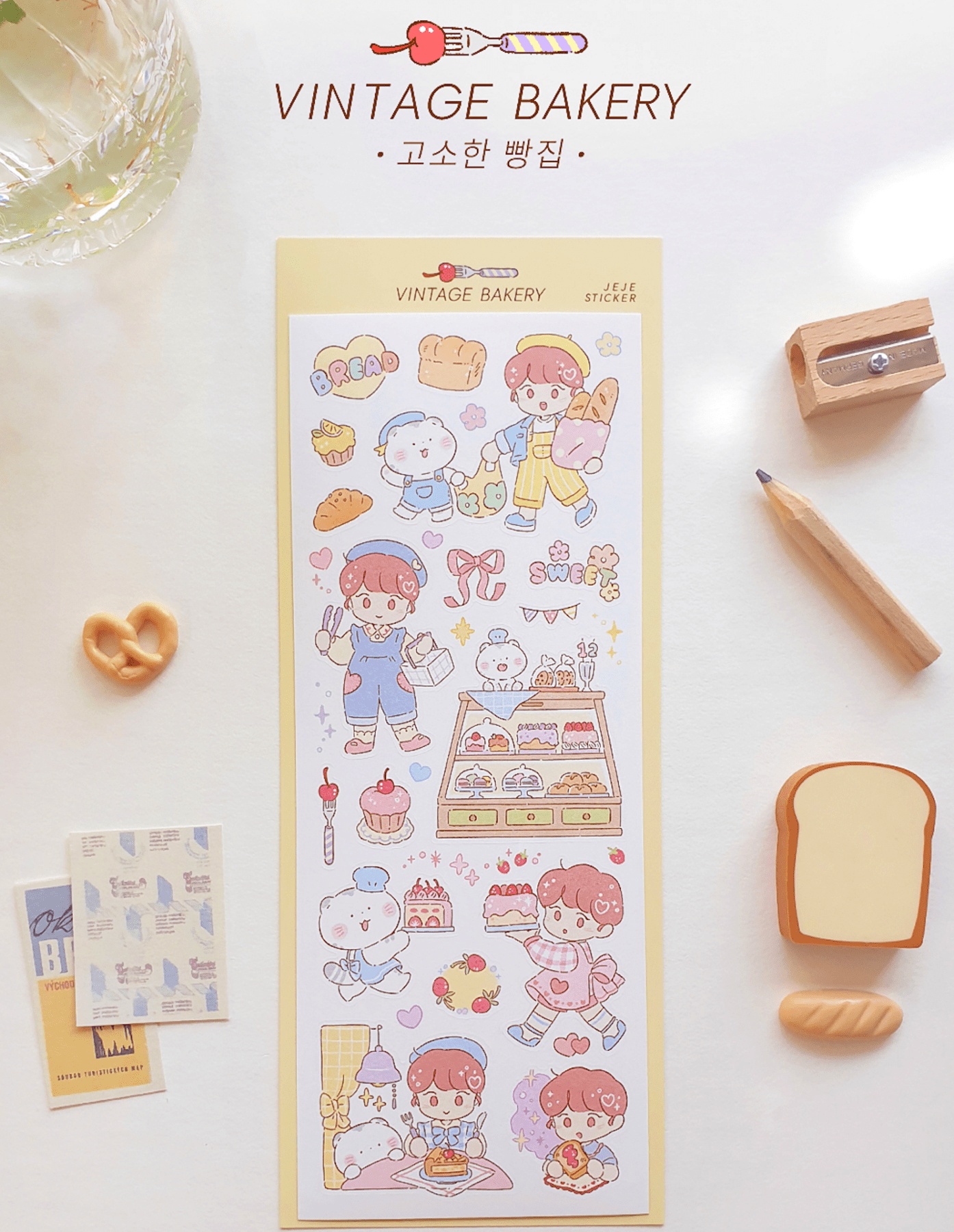 [JJ01] Jeje 'Vintage Bakery' Sticker Sheet - Jeje__korean_sticker_stationery