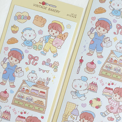 [JJ01] Jeje 'Vintage Bakery' Sticker Sheet - Jeje__korean_sticker_stationery