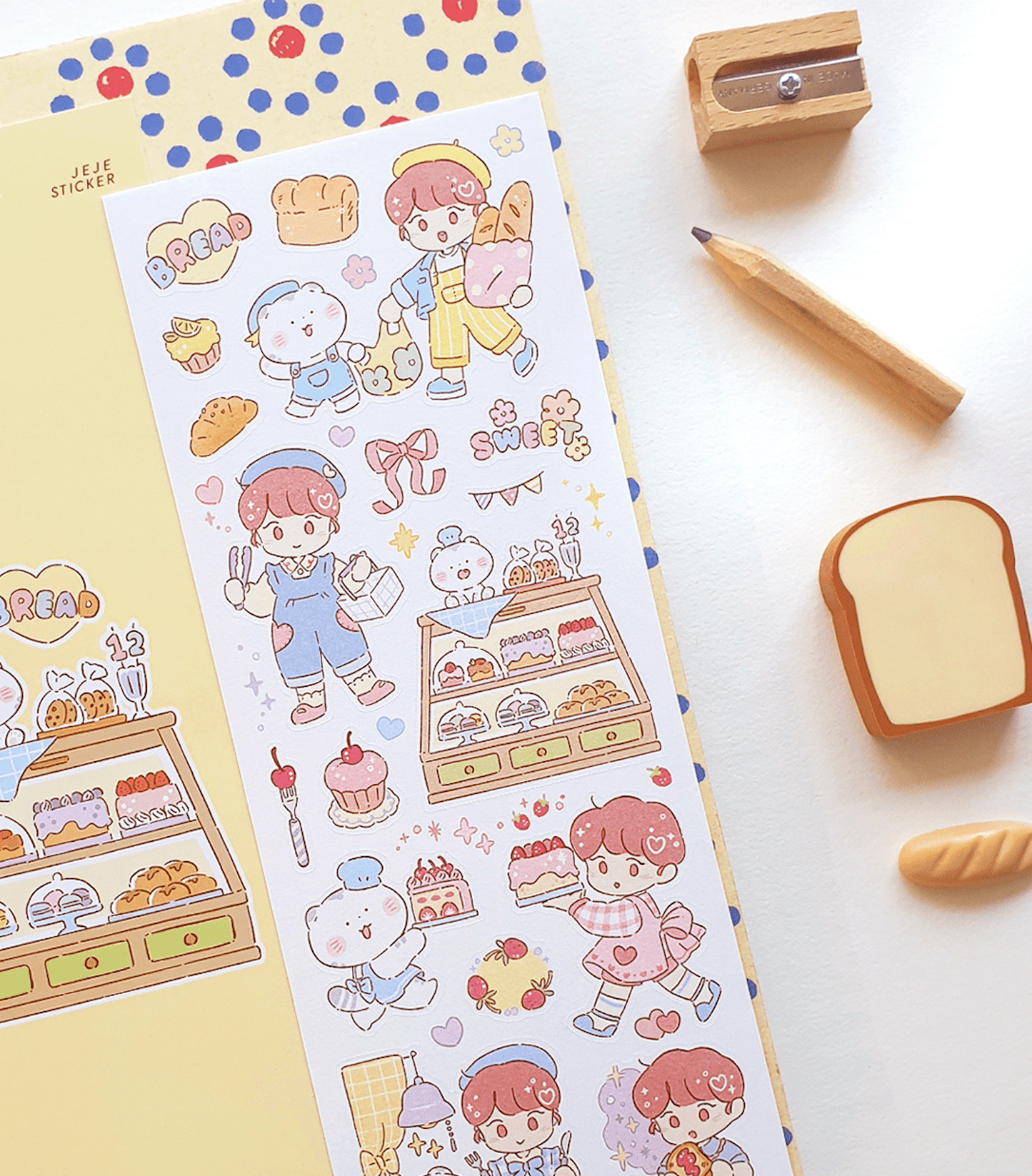 [JJ01] Jeje 'Vintage Bakery' Sticker Sheet - Jeje__korean_sticker_stationery