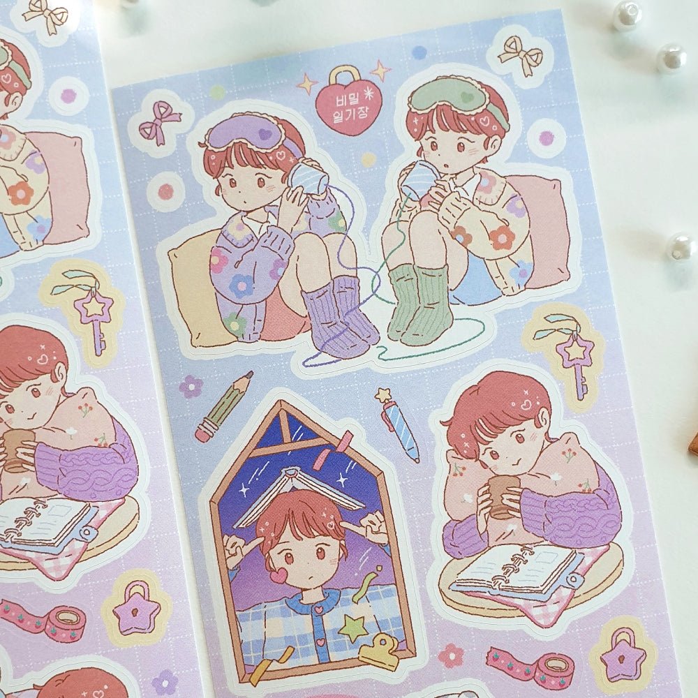 [JJ05] Jeje 'Secret Diary' Sticker Sheet - Jeje__korean_sticker_stationery