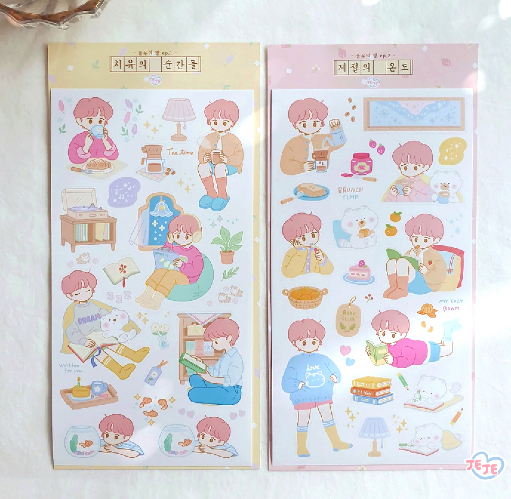 [JJ06] Jeje 'YoolMu's Room' Sticker Sheet (options) - Jeje_JJ06S1 - Season's Temperature (Pink)_korean_sticker_stationery
