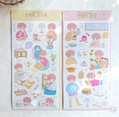 [JJ06] Jeje 'YoolMu's Room' Sticker Sheet (options) - Jeje_JJ06S1 - Season's Temperature (Pink)_korean_sticker_stationery