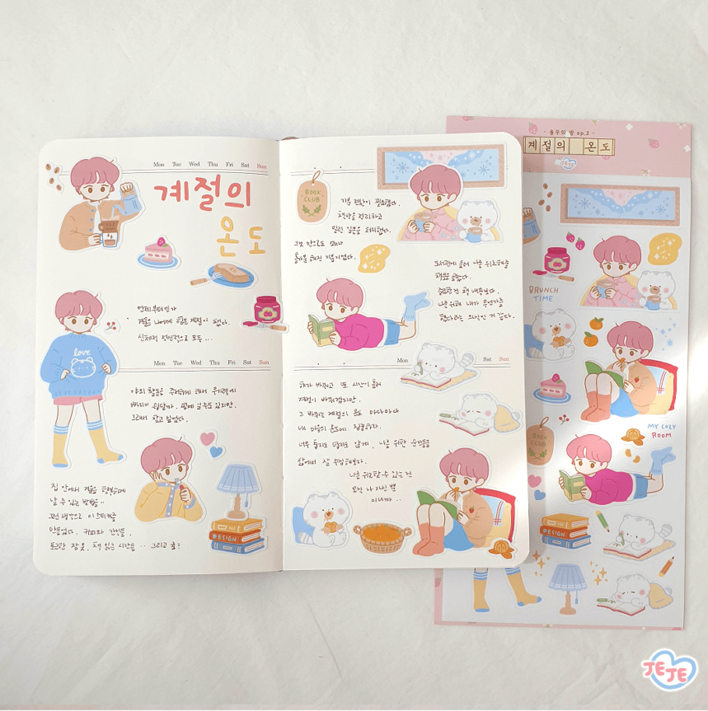 [JJ06] Jeje 'YoolMu's Room' Sticker Sheet (options) - Jeje_JJ06S1 - Season's Temperature (Pink)_korean_sticker_stationery