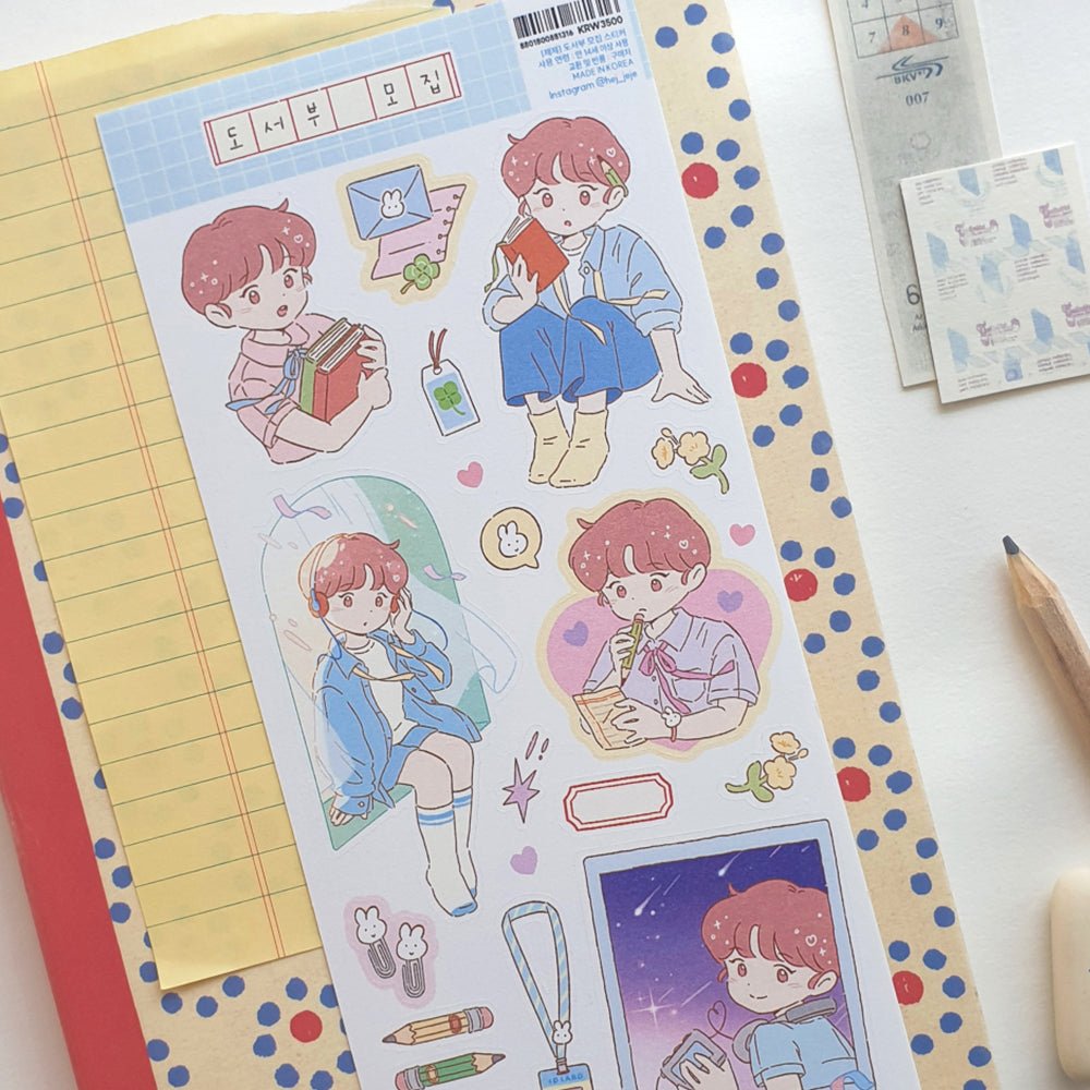 [JJ07] Jeje 'Recruiting Book Club' Sticker Sheet - Jeje__korean_sticker_stationery