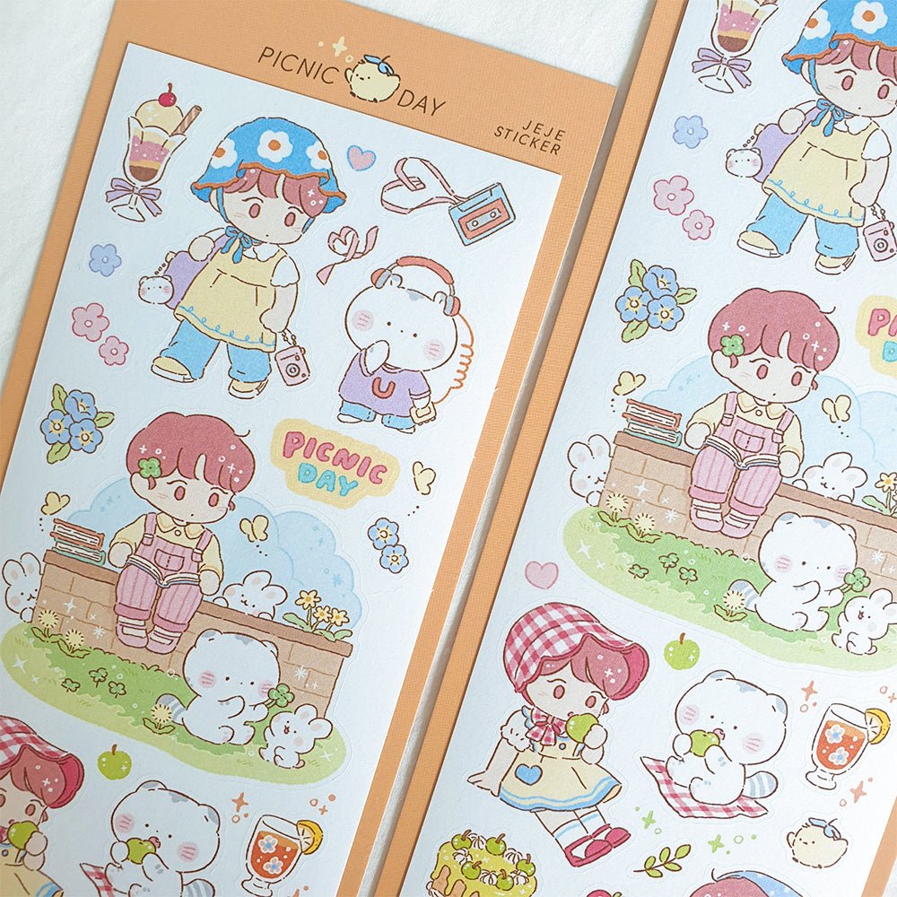[JJ09] Jeje 'Picnic Day' Sticker Sheet - Jeje__korean_sticker_stationery