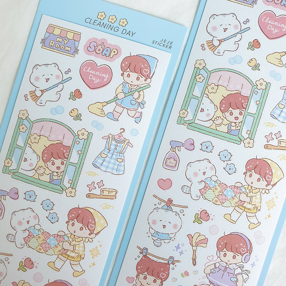 [JJ14] Jeje 'Cleaning Day' Sticker Sheet - Jeje__korean_sticker_stationery
