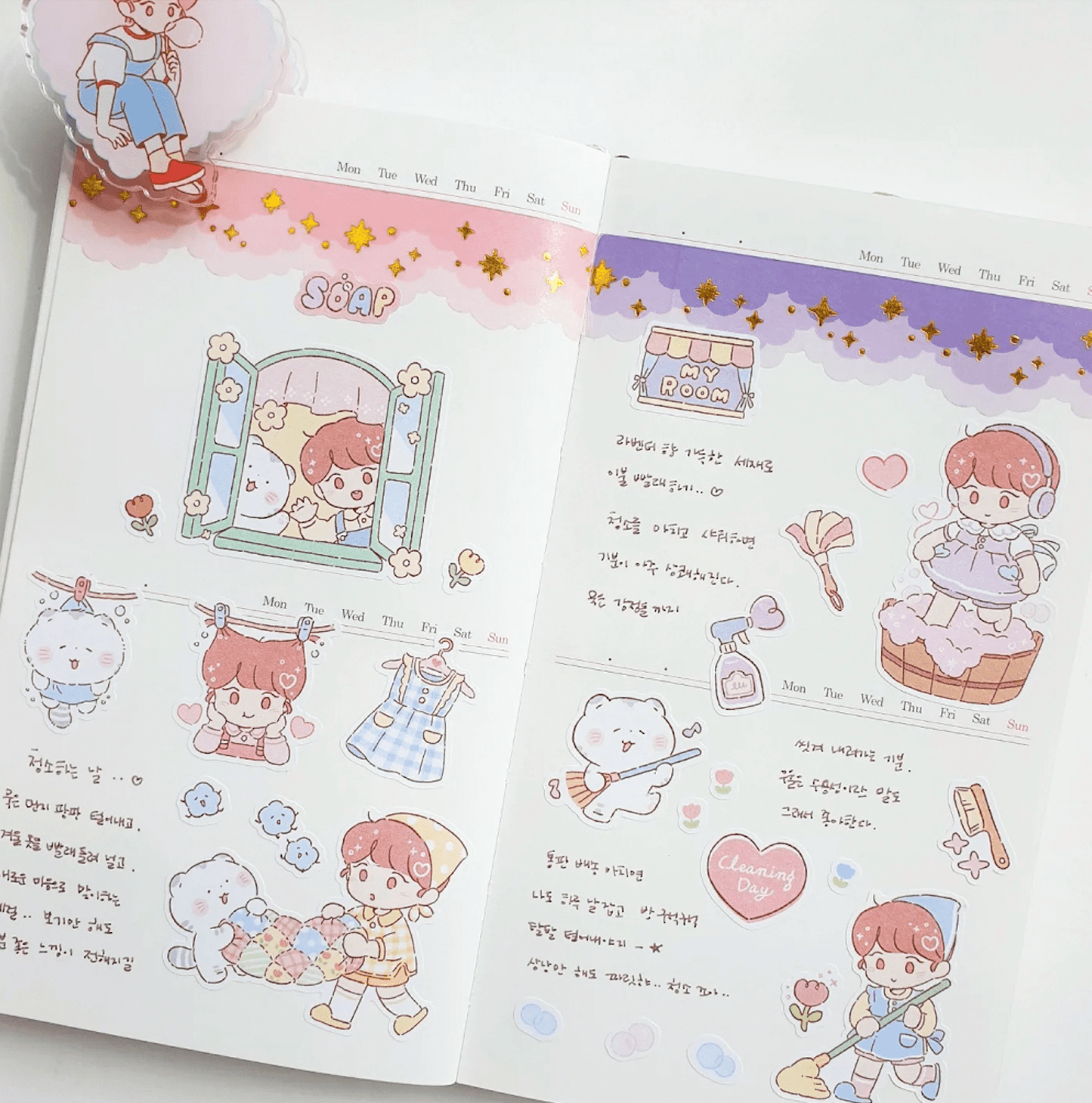 [JJ14] Jeje 'Cleaning Day' Sticker Sheet - Jeje__korean_sticker_stationery