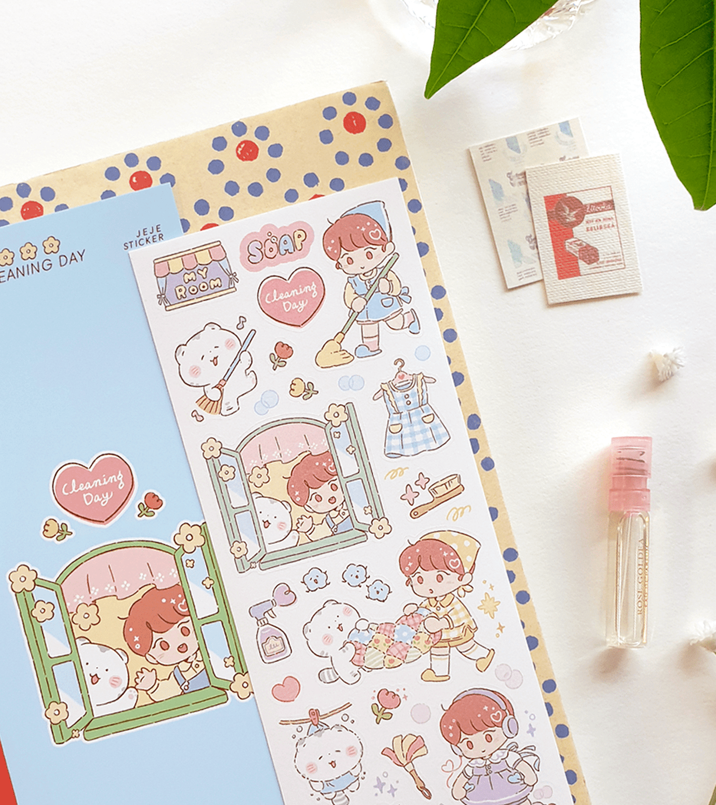 [JJ14] Jeje 'Cleaning Day' Sticker Sheet - Jeje__korean_sticker_stationery