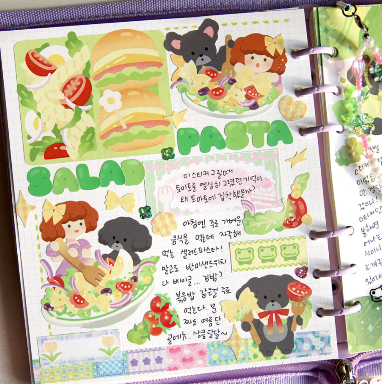 [JJ15] Jjong Studio Salad Pasta Character Sticker Sheet - Jjong Studio__korean_sticker_stationery