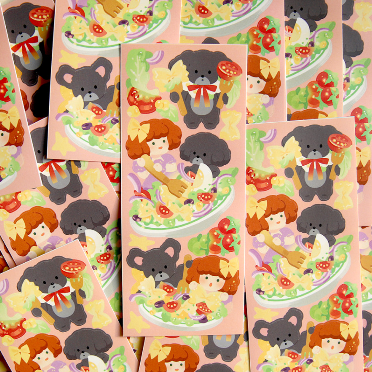 [JJ15] Jjong Studio Salad Pasta Character Sticker Sheet - Jjong Studio__korean_sticker_stationery