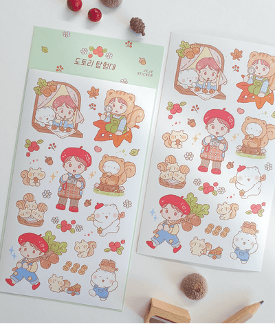 [JJ16] Jeje 'Acorn Explorer' Sticker Sheet - Jeje__korean_sticker_stationery