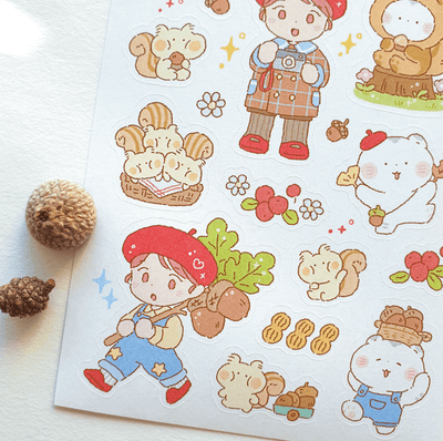 [JJ16] Jeje 'Acorn Explorer' Sticker Sheet - Jeje__korean_sticker_stationery