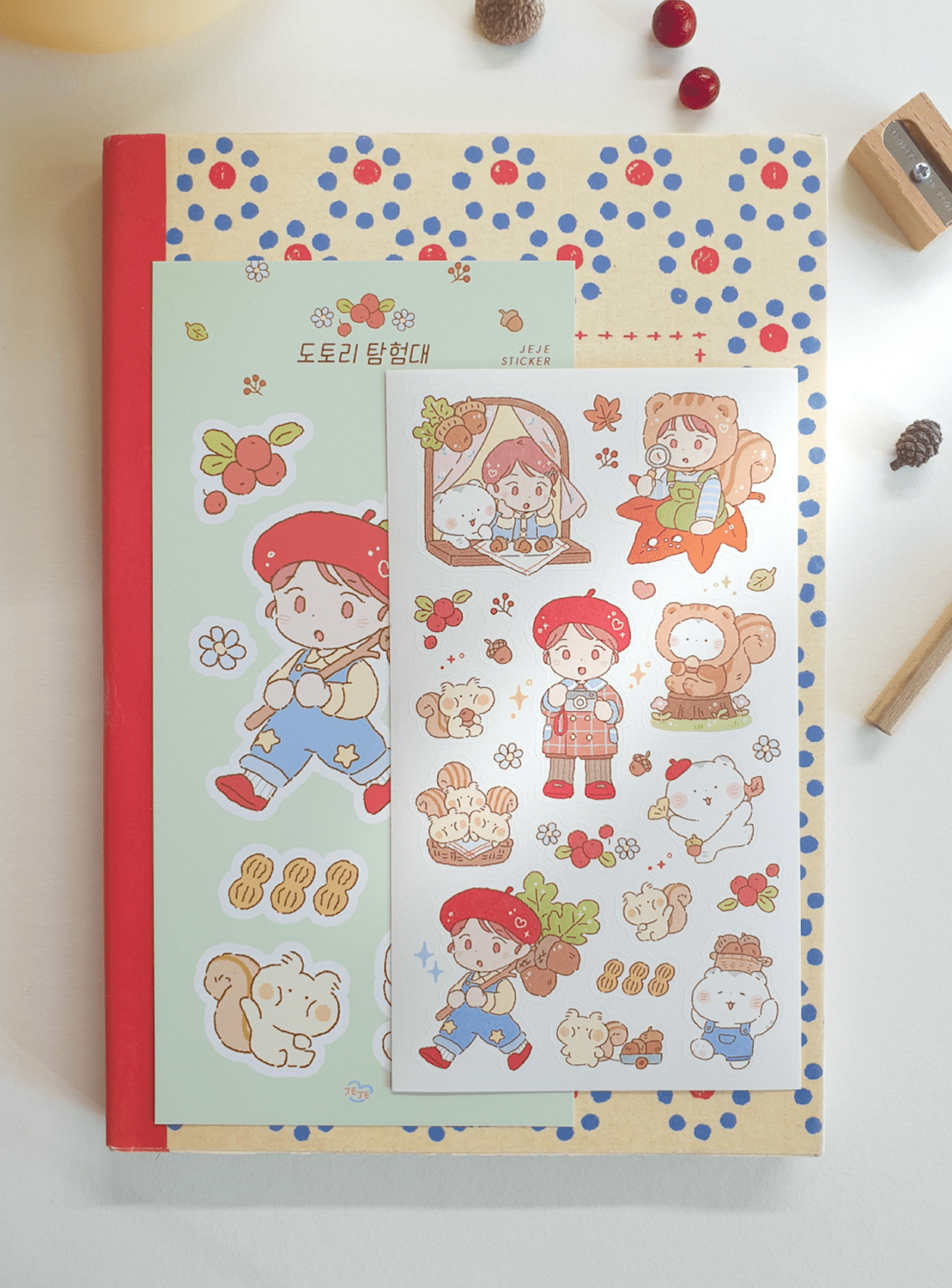 [JJ16] Jeje 'Acorn Explorer' Sticker Sheet - Jeje__korean_sticker_stationery