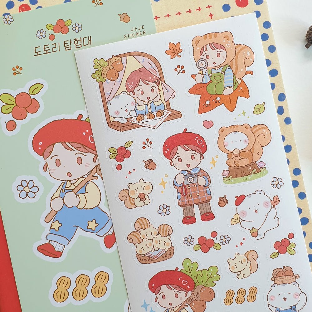 [JJ16] Jeje 'Acorn Explorer' Sticker Sheet - Jeje__korean_sticker_stationery