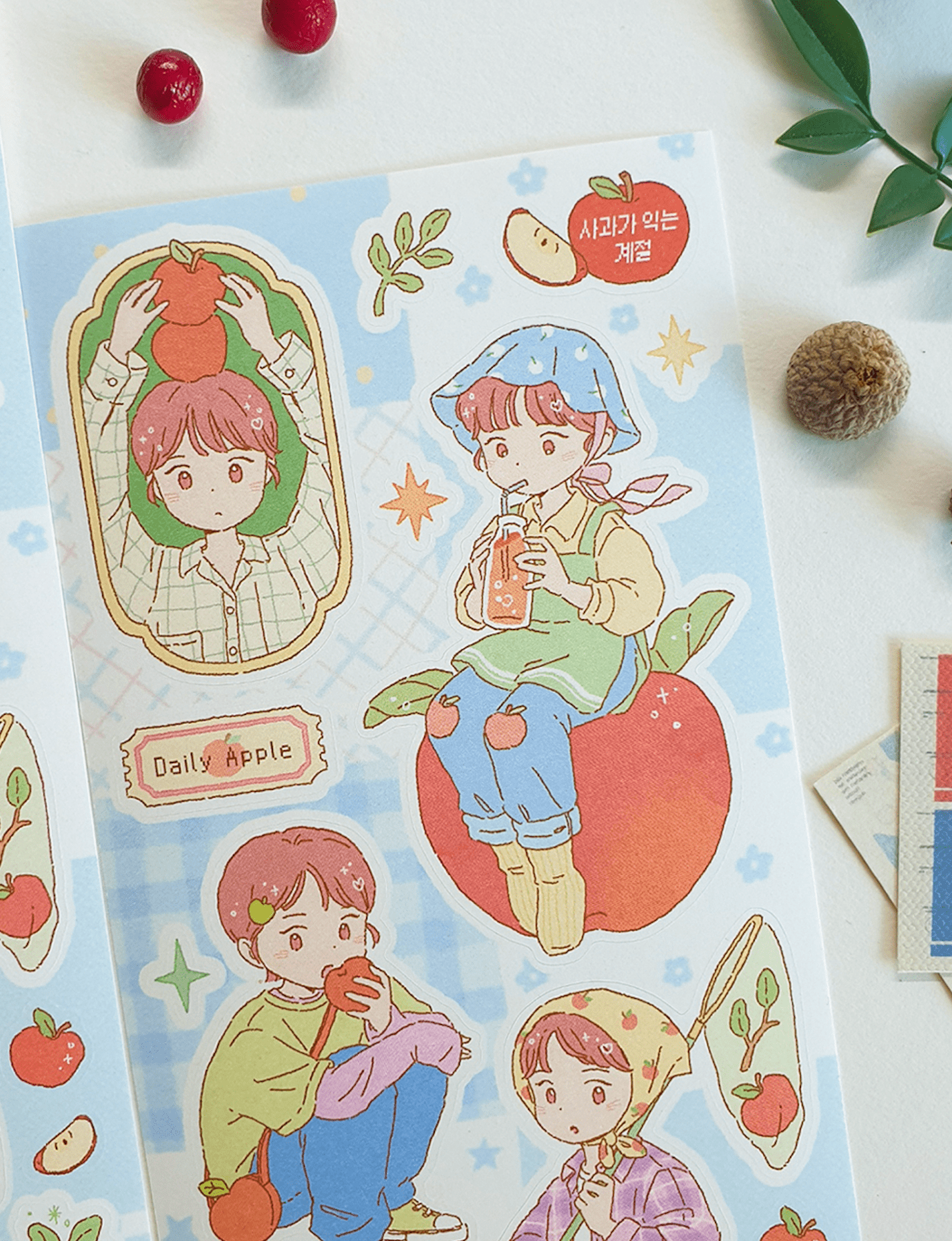 [JJ17] Jeje 'Apple Ripening Season' Sticker Sheet - Jeje__korean_sticker_stationery