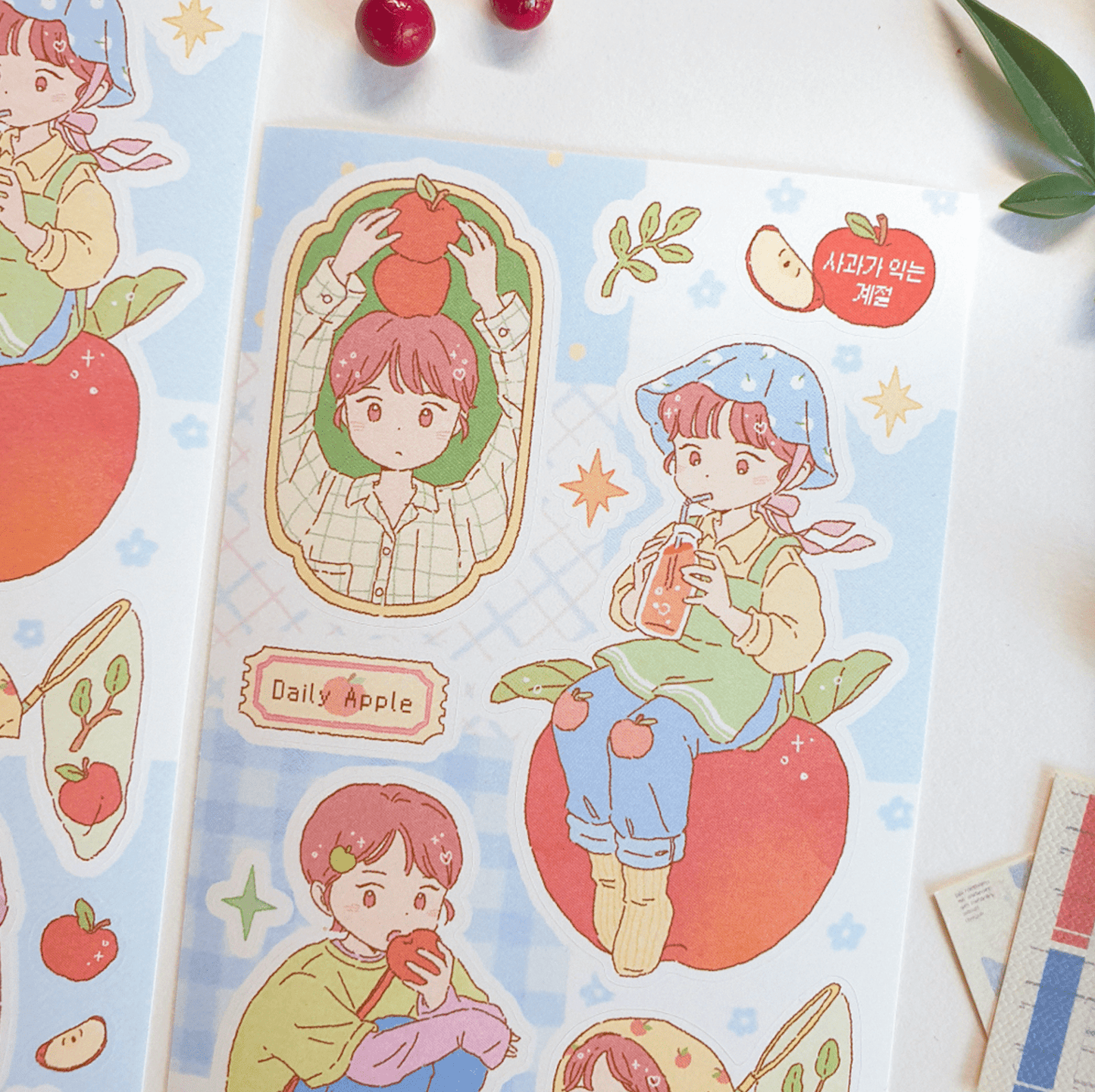 [JJ17] Jeje 'Apple Ripening Season' Sticker Sheet - Jeje__korean_sticker_stationery
