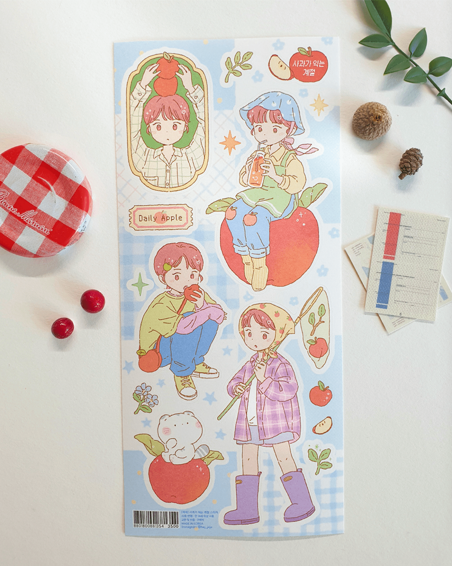 [JJ17] Jeje 'Apple Ripening Season' Sticker Sheet - Jeje__korean_sticker_stationery