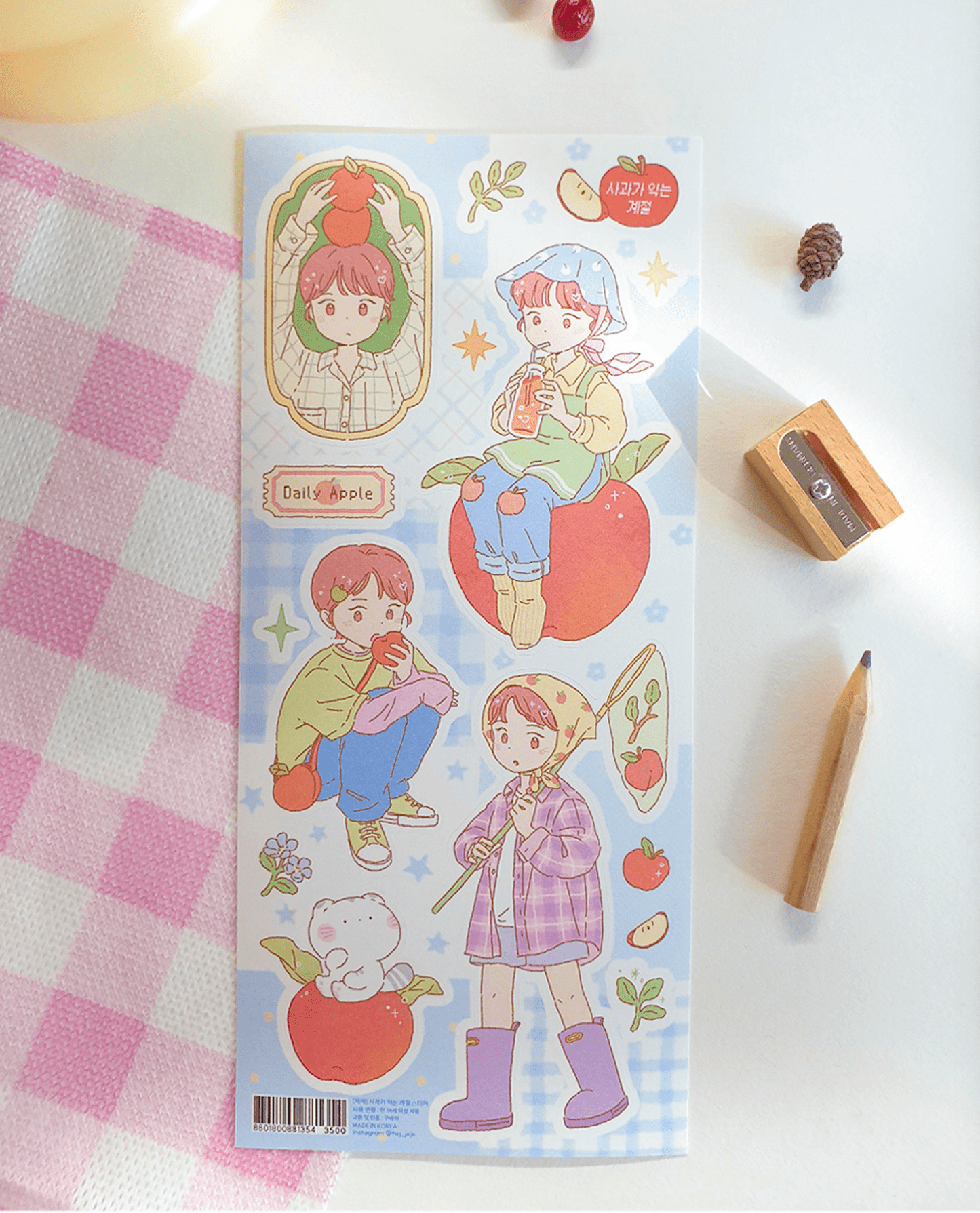 [JJ17] Jeje 'Apple Ripening Season' Sticker Sheet - Jeje__korean_sticker_stationery