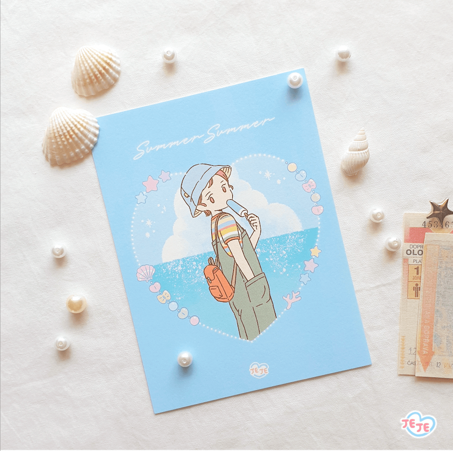 [JJ20] Jeje 'Love Summer' Mini Postcard - Jeje__korean_sticker_stationery