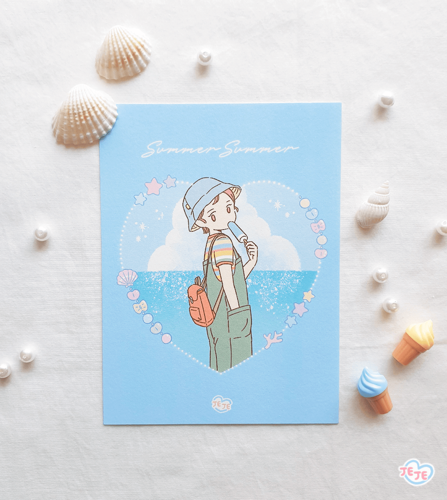 [JJ20] Jeje 'Love Summer' Mini Postcard - Jeje__korean_sticker_stationery
