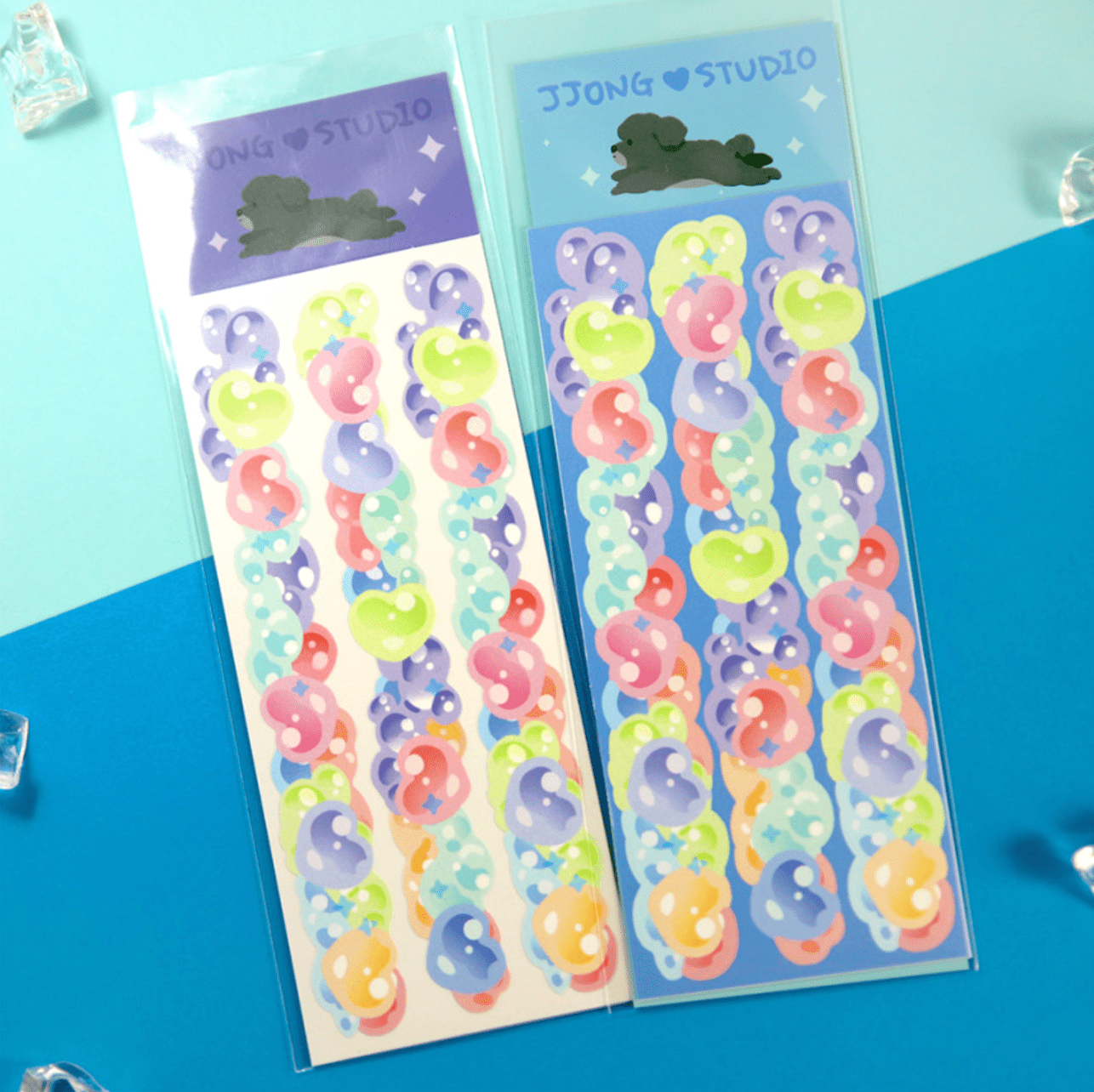 [JJ22] Jjong Studio Line Deco Sticker Sheet (Options) - Jjong Studio_JJ22S3 - Heart Waterdrops_korean_sticker_stationery