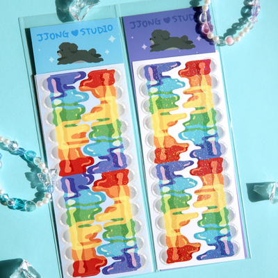 [JJ22] Jjong Studio Line Deco Sticker Sheet (Options) - Jjong Studio_JJ22S1 - Rainbow Paint_korean_sticker_stationery