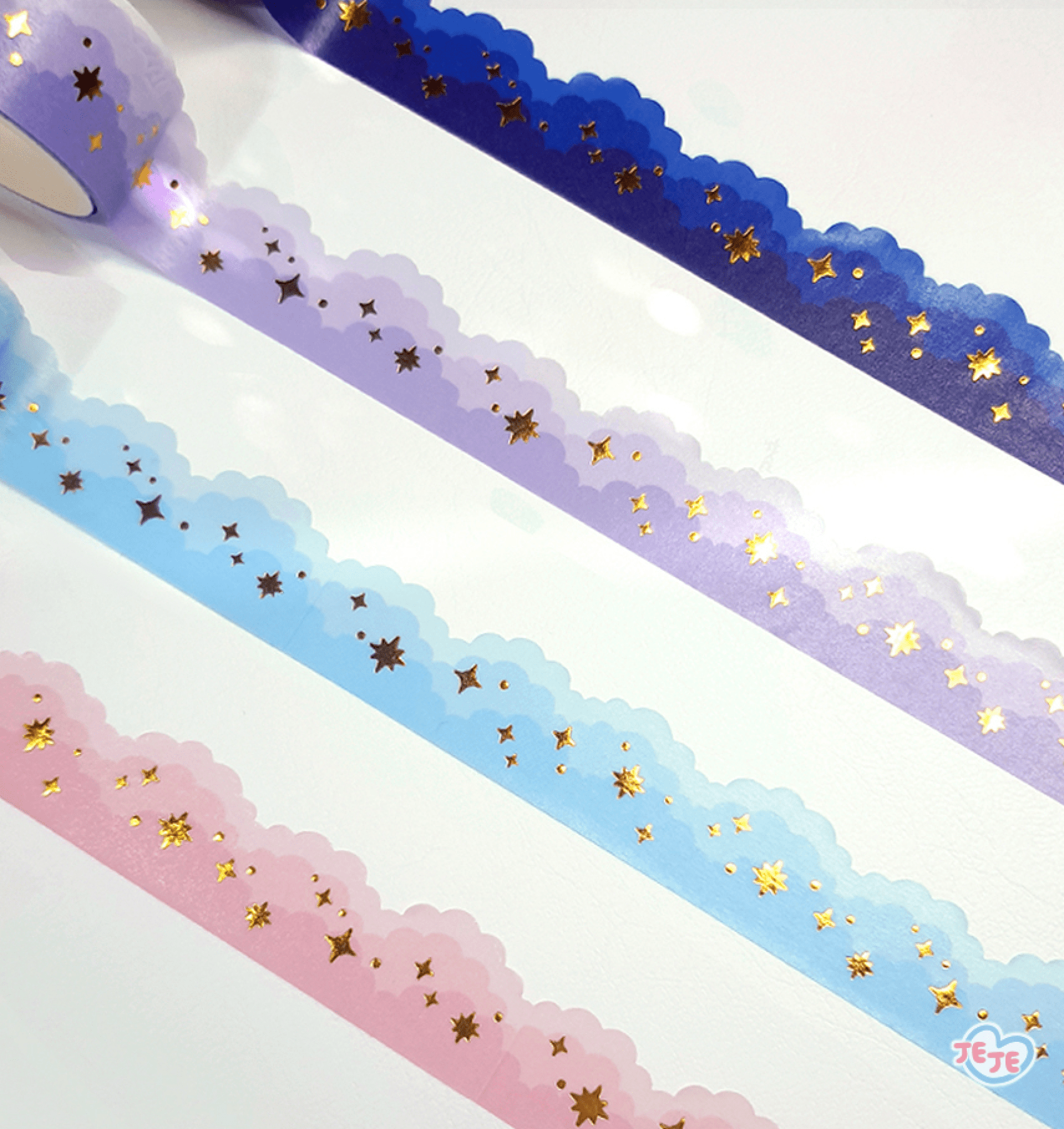 [JJ23] Jeje 'Shimmering Cloud' Gold Foil Diecut Masking Tape (options) 20mm x 5m - Jeje_JJ23S1 - Pink_korean_sticker_stationery