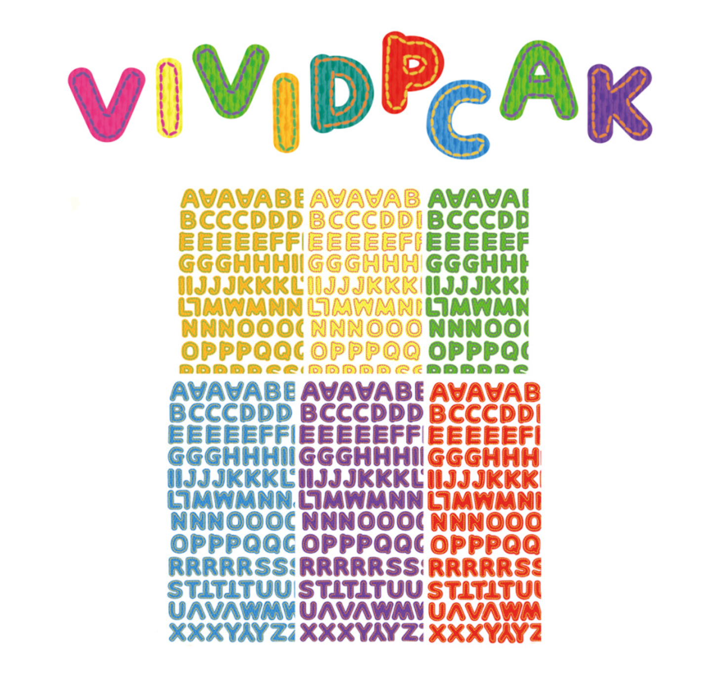 [JJ24] Jjong Studio Stitch Alphabet Sticker Sheet Set (Vivid/Pastel) - Jjong Studio_JJ24S1 - Vivid Set_korean_sticker_stationery