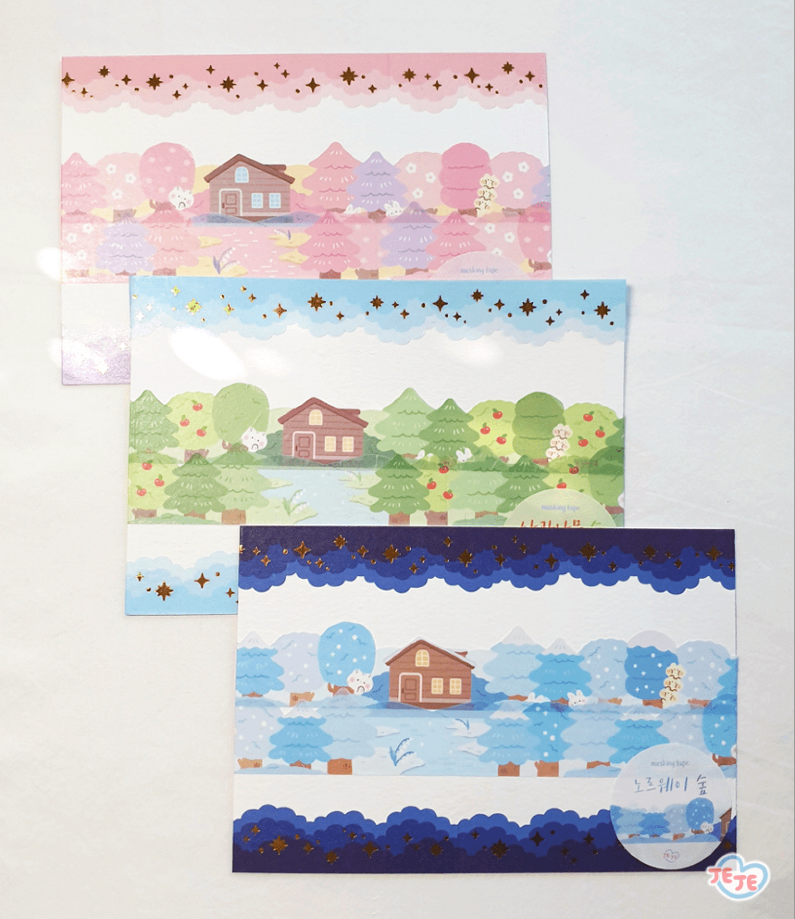 [JJ25] Jeje 'Forest Series' Masking Tape 25mm x 5m - Jeje_JJ25S1 - Cotton Candy Forest (Pink)_korean_sticker_stationery