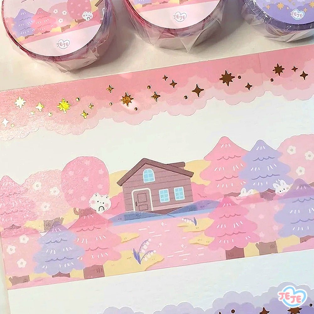 [JJ25] Jeje 'Forest Series' Masking Tape 25mm x 5m - Jeje_JJ25S1 - Cotton Candy Forest (Pink)_korean_sticker_stationery