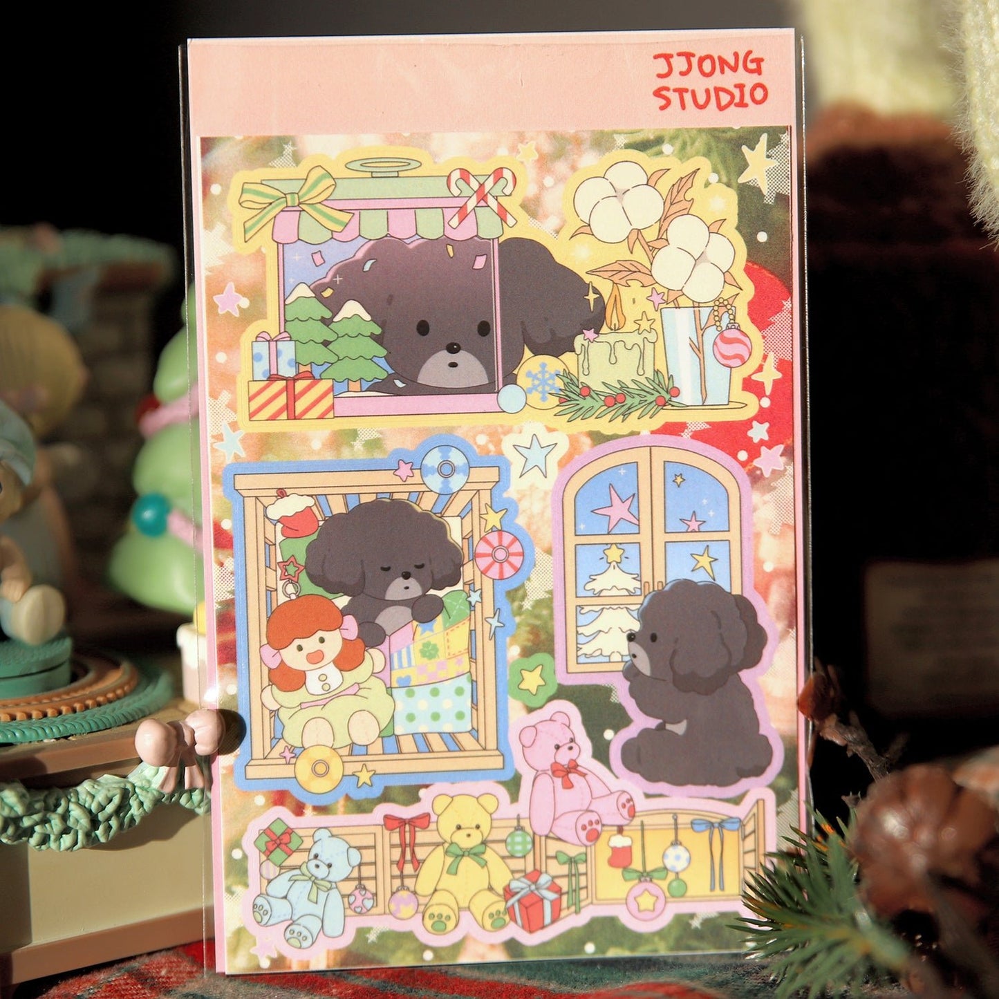 [JJ55] Jjong Studio 'Christmas Eve Character' Sticker Sheet - Jjong Studio__korean_sticker_stationery