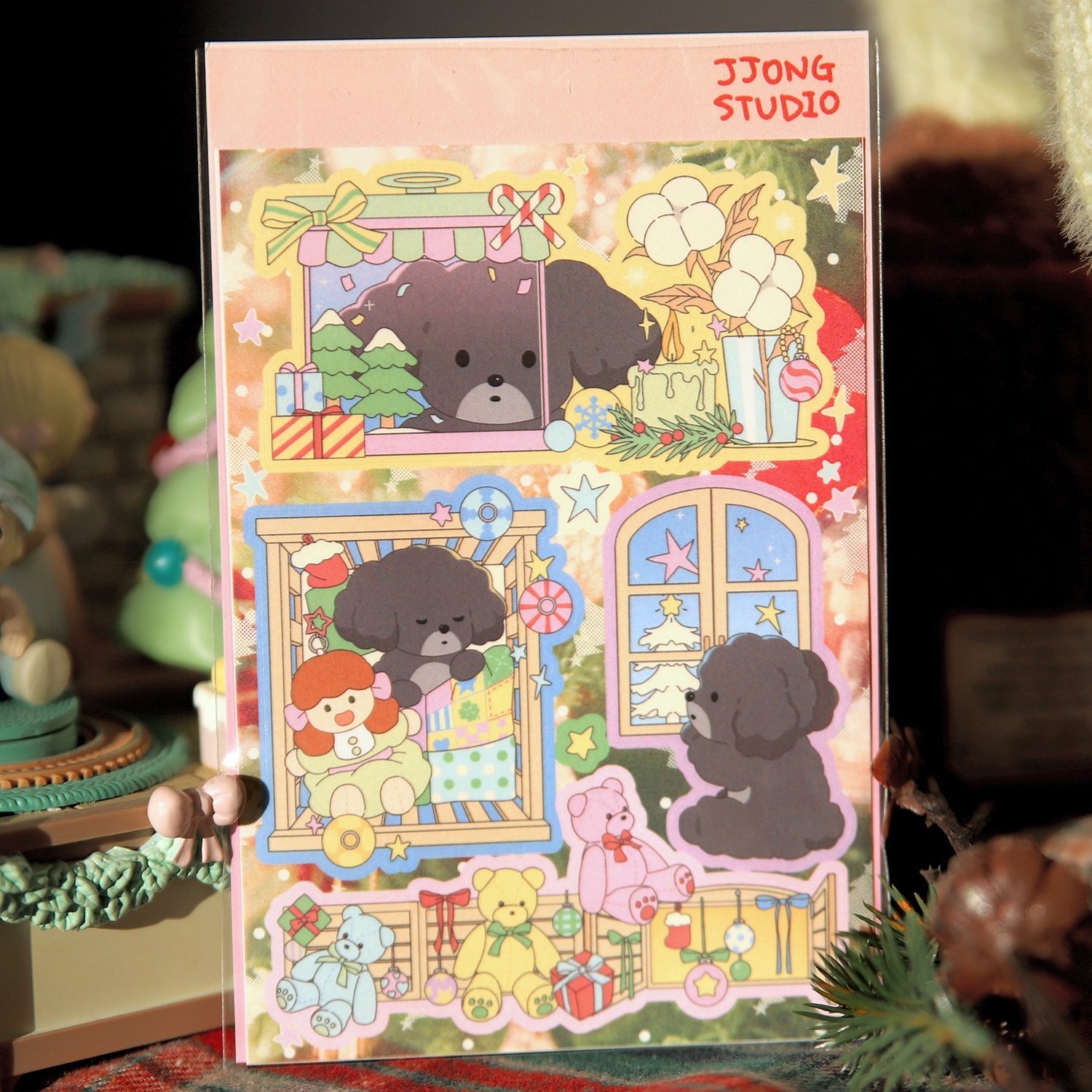 [JJ55] Jjong Studio 'Christmas Eve Character' Sticker Sheet - Jjong Studio__korean_sticker_stationery