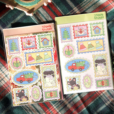 [JJ57] Jjong Studio 'Christmas Winter Stamp' Sticker Sheet - Jjong Studio__korean_sticker_stationery