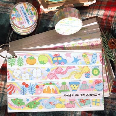 [JJ62] Jjong Studio 'Marshmallow Winter' Masking Tape (options) - Jjong Studio_JJ62S1 - Blue_korean_sticker_stationery