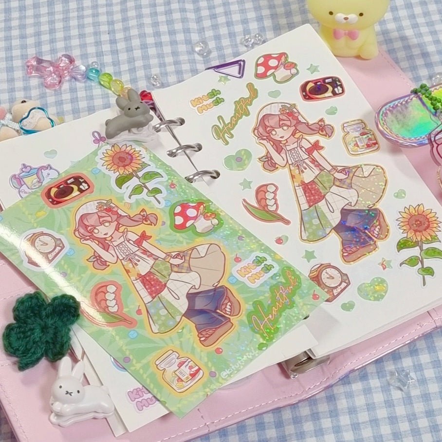 [KM01] Kitch Much Girls 'Summer' Sticker Sheet (options) - K:DULT FACTORY_KM01S2 - Chichi_korean_sticker_stationery