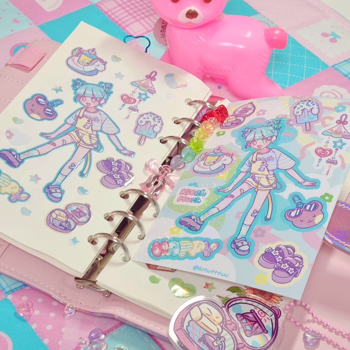 [KM01] Kitch Much Girls 'Summer' Sticker Sheet (options) - K:DULT FACTORY_KM01S1 - Popu_korean_sticker_stationery