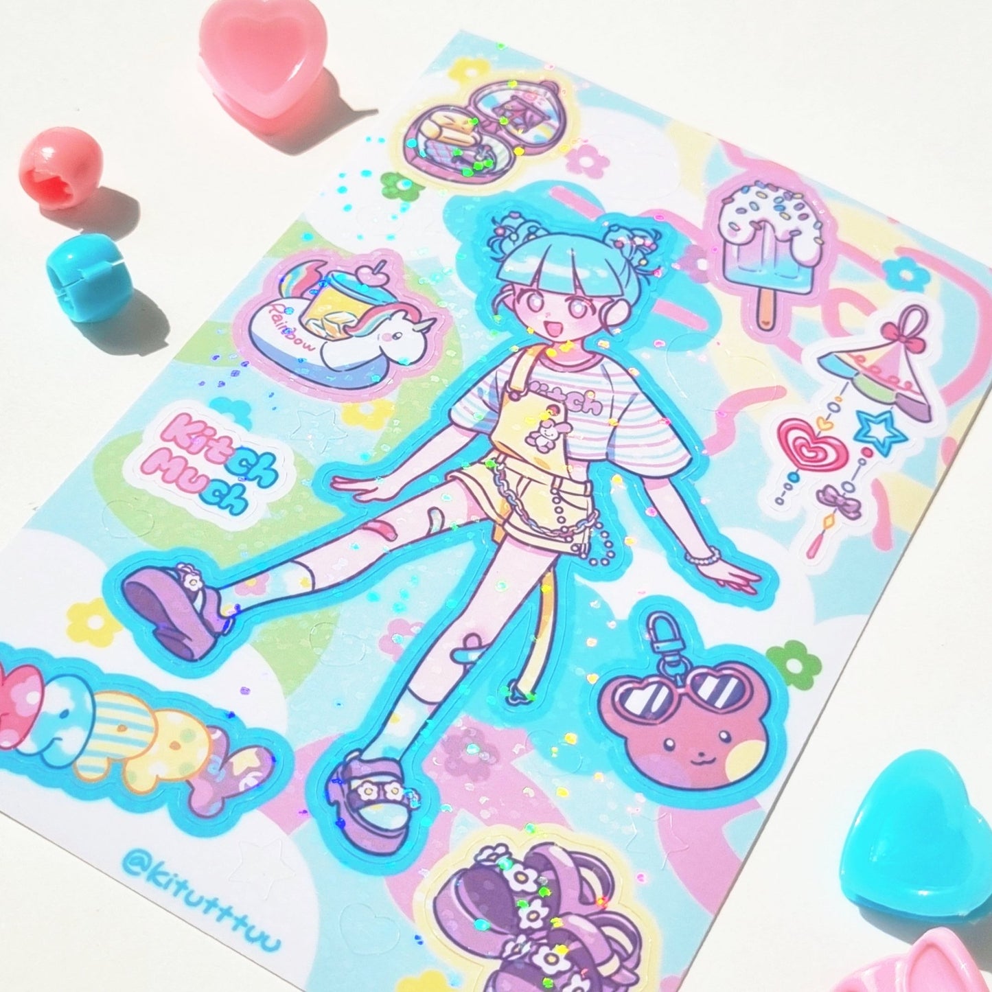 [KM01] Kitch Much Girls 'Summer' Sticker Sheet (options) - K:DULT FACTORY_KM01S1 - Popu_korean_sticker_stationery