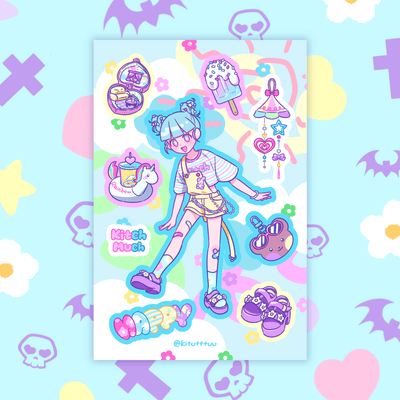 [KM01] Kitch Much Girls 'Summer' Sticker Sheet (options) - K:DULT FACTORY_KM01S1 - Popu_korean_sticker_stationery
