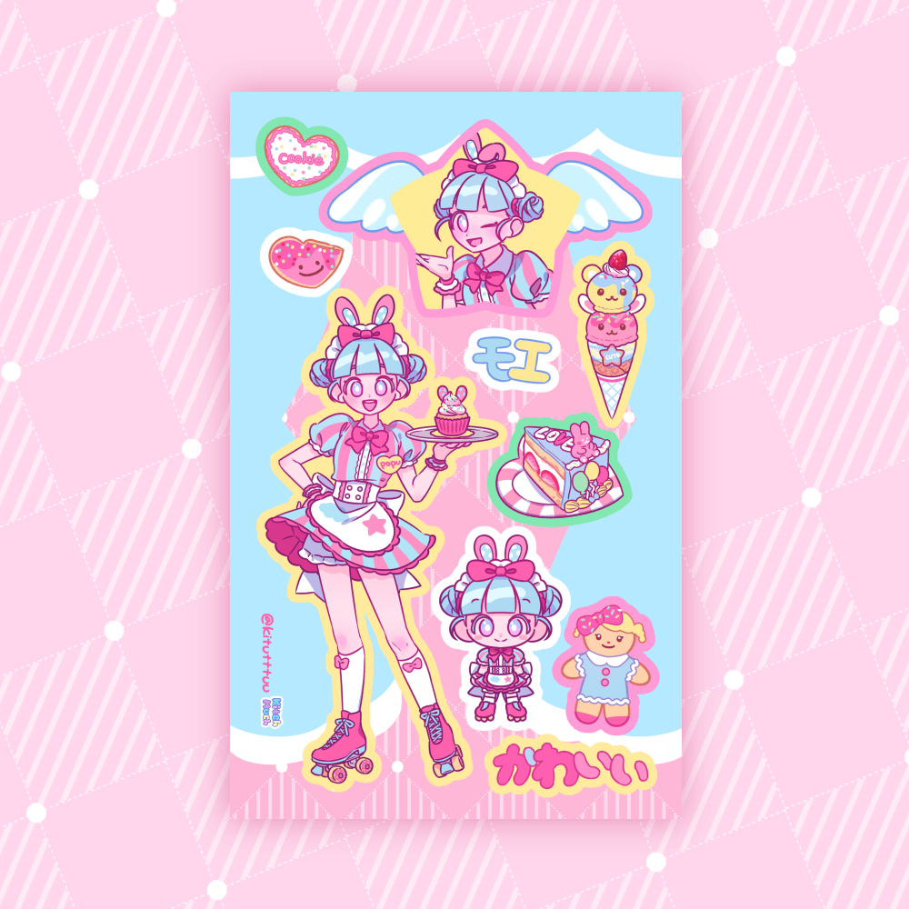 [KM02] Kitch Much'Maid Girls' Sticker Sheet (options) - K:DULT FACTORY_KM02S1 - Bunny_korean_sticker_stationery