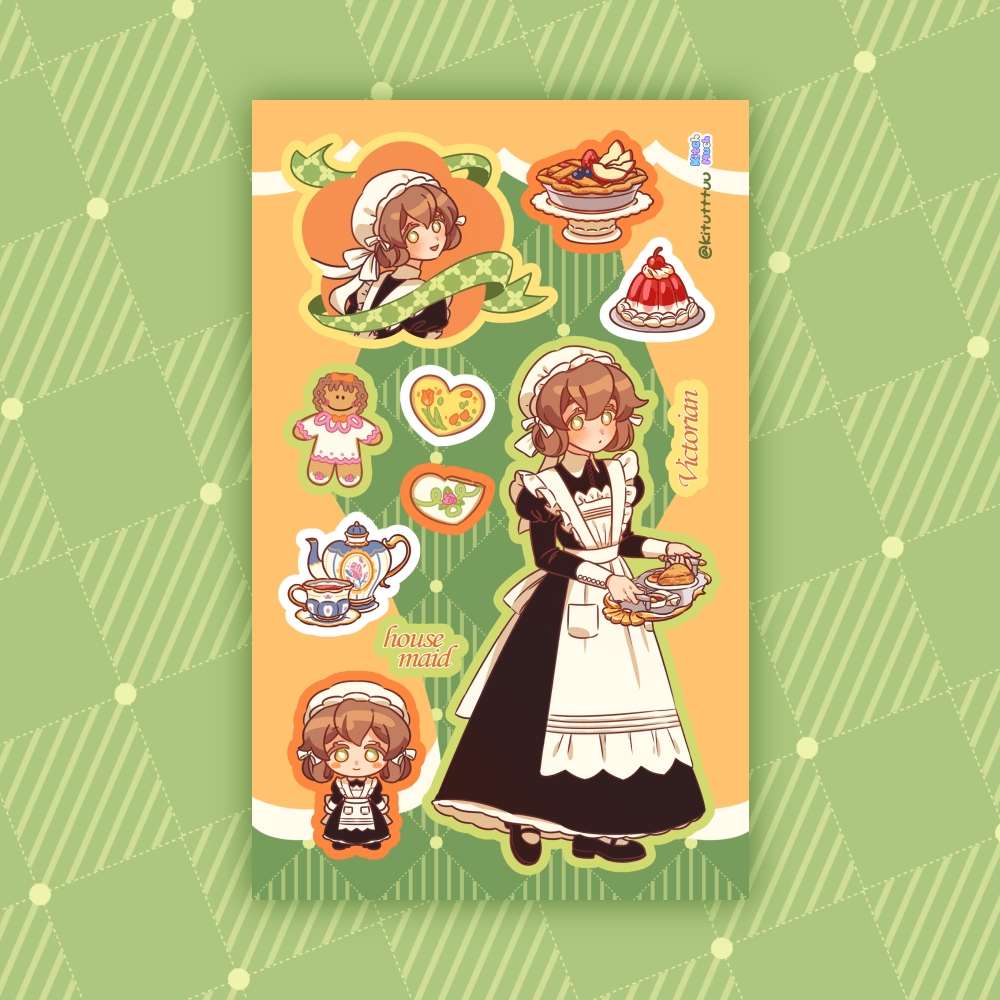[KM02] Kitch Much'Maid Girls' Sticker Sheet (options) - K:DULT FACTORY_KM02S2 - Classic_korean_sticker_stationery
