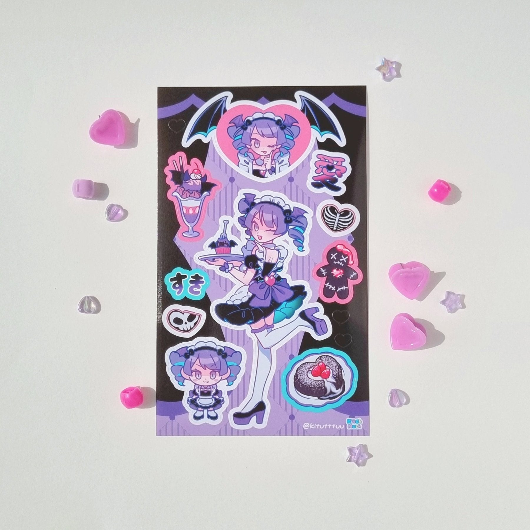 [KM02] Kitch Much'Maid Girls' Sticker Sheet (options) - K:DULT FACTORY_KM02S3 - Devil_korean_sticker_stationery